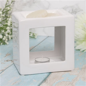 Cubic Ceramic Wax Melter – White 14cm - Villagebarnmelts